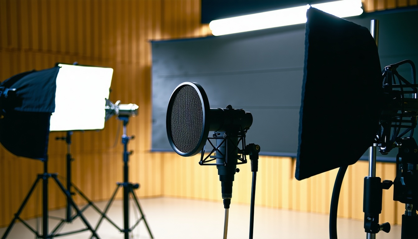 Voiceover artist recording session